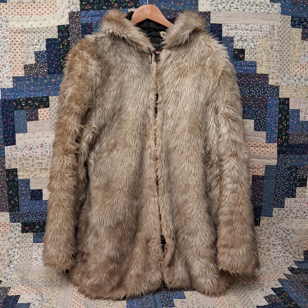 True Vintage 60s 70s Its a Ringer Faux Fur Hooded Parka Coat Mens Large Shaggy